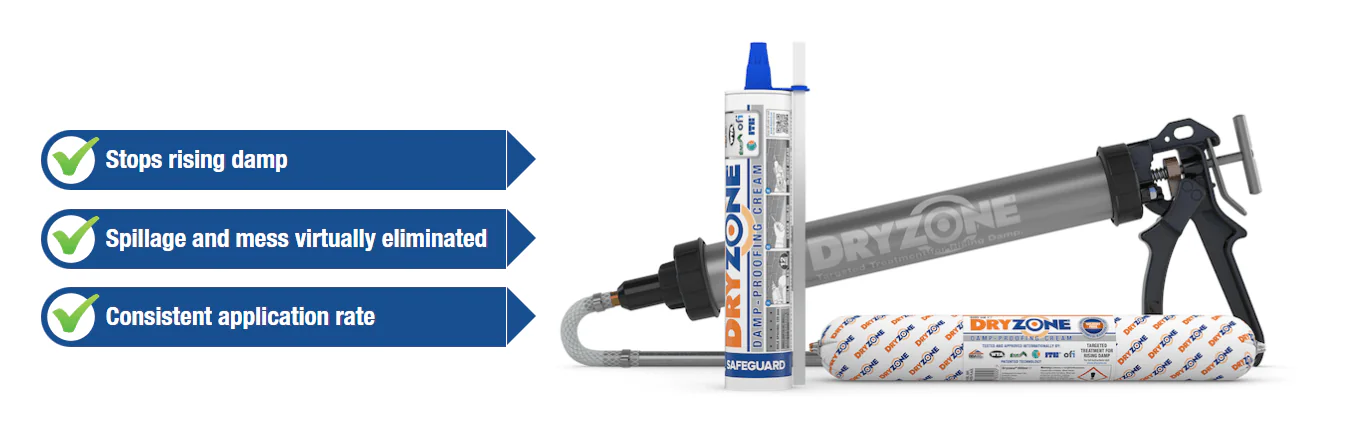 Dryzone Damp-Proofing Cream. Targeted treatment for Rising Damp.