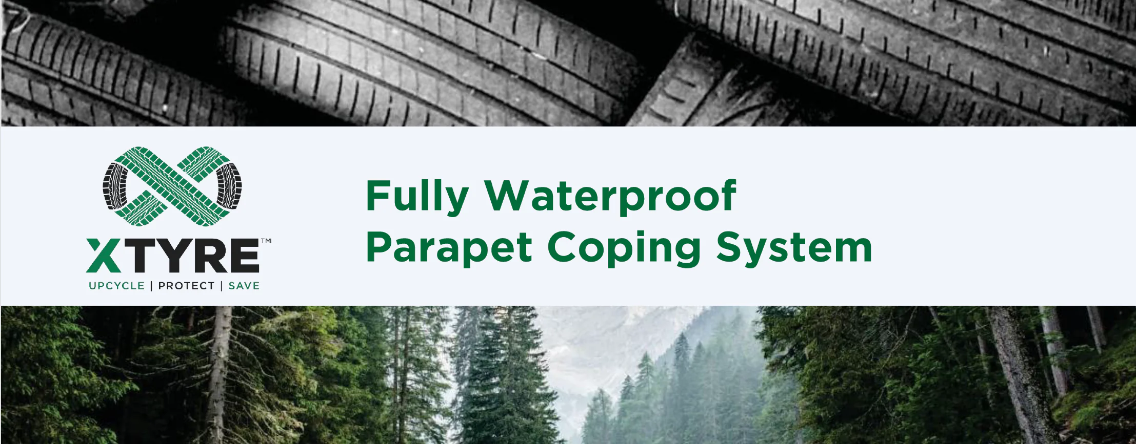 Environmentally friendly upcycled-rubber waterproof copings from Xtyre