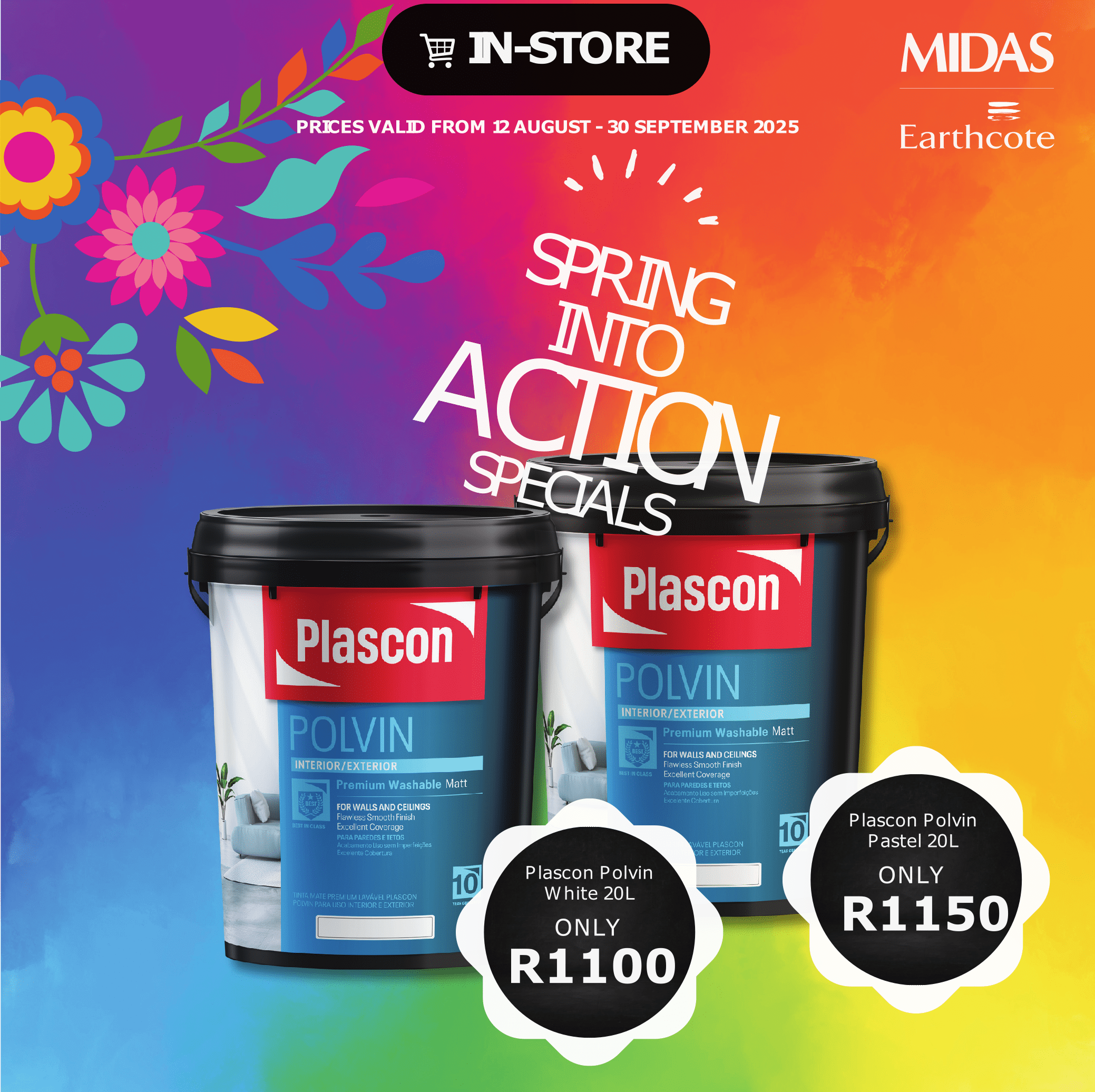 Spring into Action with Midas Paints and Plascon Polvin Advertorial banner with Spring Promotion products