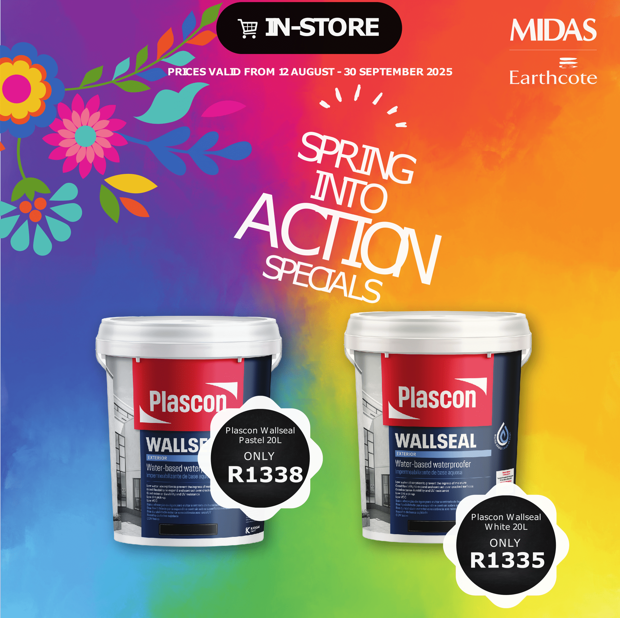 Spring into Action with Midas Paints and Plascon Polvin. Advertorial banner with Spring Promotion products